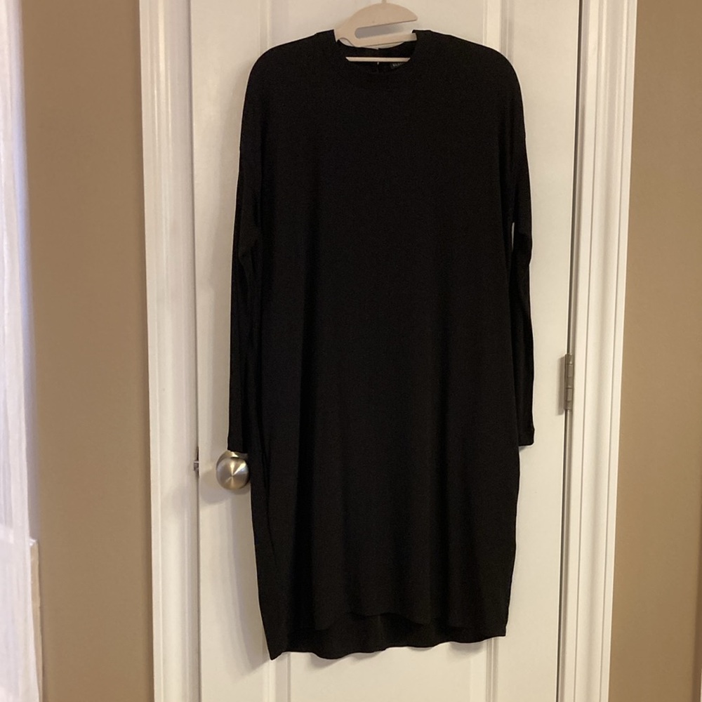 Eileen Fisher Black Silk Georgette Dress Size XS